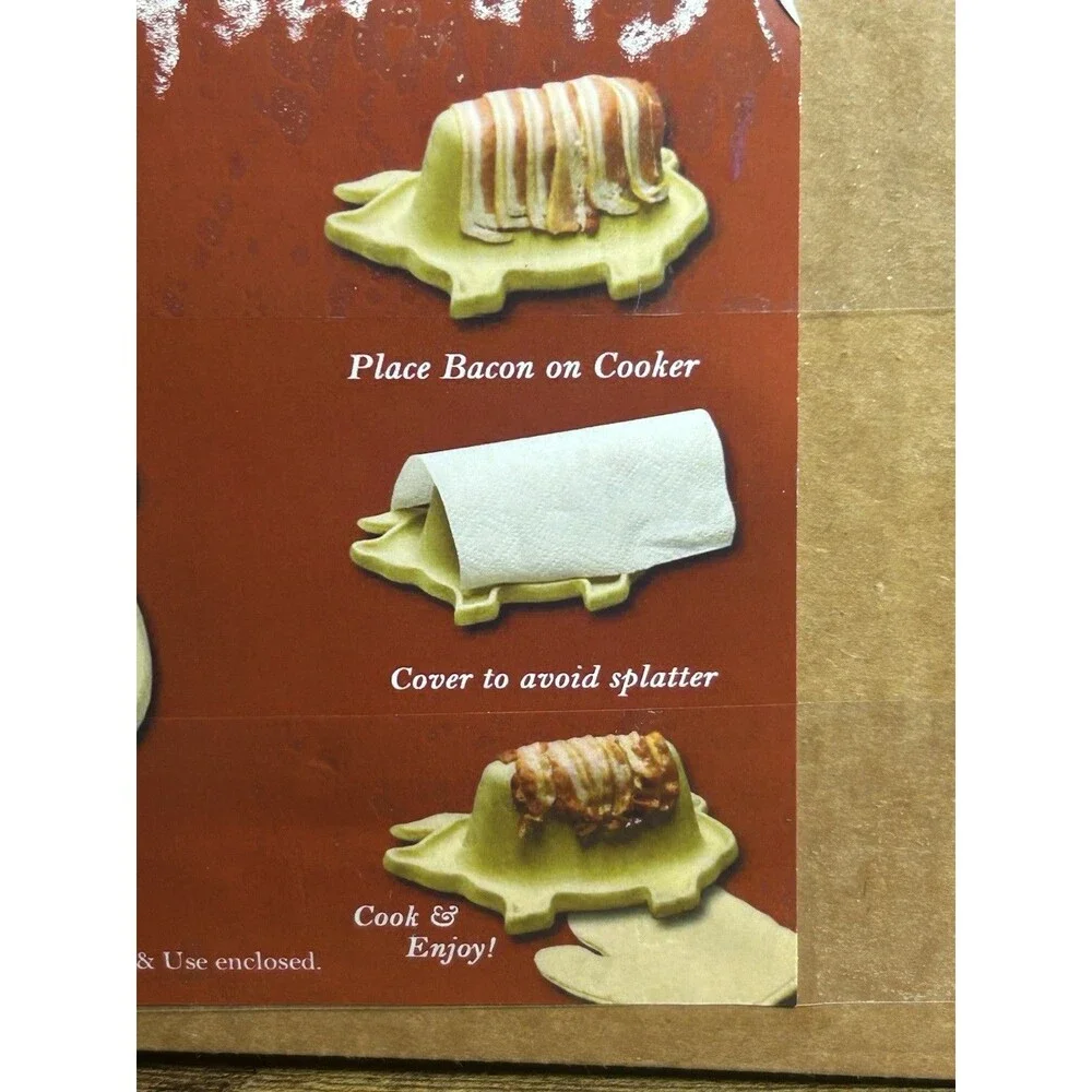 Haeger NaturalStone Pig Bacon Cooker Stoneware Microwave USA Original Box Manual